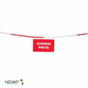 Kit de délimitation chaîne 5m rouge/blanc et panneau chemin privé - 1365025