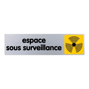 Plaquette de porte Espace sous surveillance - couleur 170x45mm - 4032979