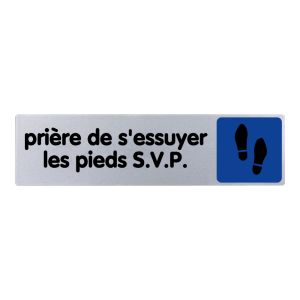 Plaquette de porte Prière de s'essuyer les pieds - couleur 170x45mm - 4033389