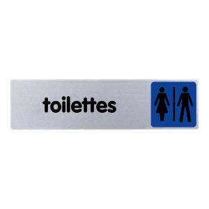 Plaquette de porte Toilettes H/F - couleur 170x45mm - 4033686