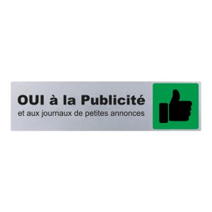 Plaquette de porte OUI à la publicité - couleur 170x45mm - 4038773