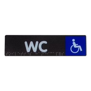 Plaque de porte toilettes handicapés  - Braille - 170x45mm - Novap