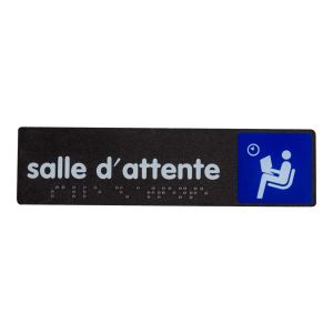 Plaque de porte salle d'attente- Braille - 170x45mm - Novap