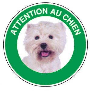 Panneau Attention au chien West highland white terrier - Rigide Ø180mm - 4040332