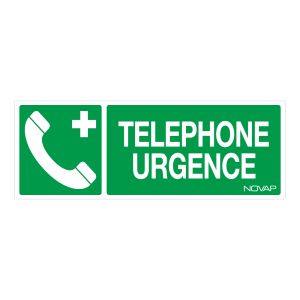 Panneau Téléphone d'urgence avec logo - Rigide 330x120mm - 4140742