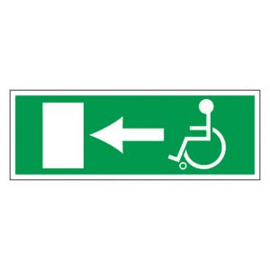 Panneau Sortie de secours handicapés à gauche - Rigide 330x120mm - 4140766