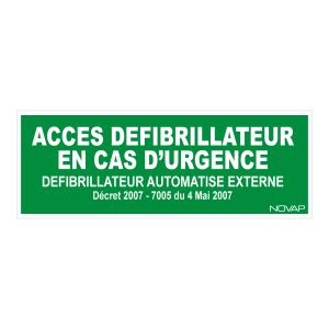 Panneau Accès défibrillateur en cas d'urgence - Rigide 330x120mm - 4140902
