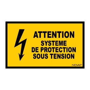 Panneau Attention système de protection sous tension - Rigide 330x200mm - 4161266