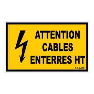 Panneau Attention cables enterres haute tension - Rigide 330x200mm - 4161303