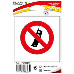 Pictogramme adhésif - Interdit aux Téléphones mobiles - Novap