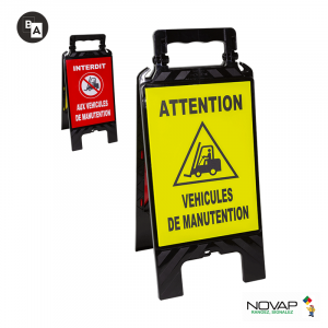 Chevalet de signalisation modulable noir - Spécial véhicules de manutention - Novap