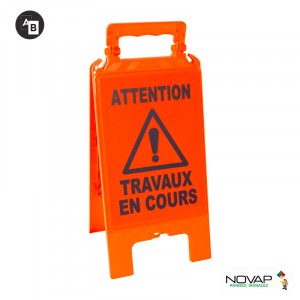 Chevalet de signalisation modulable Orange - Travaux en cours - Novap