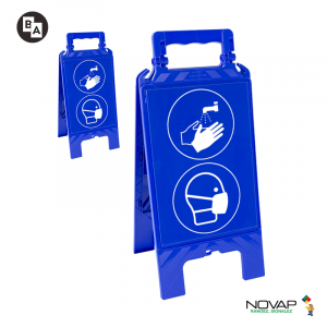 Chevalet modulable bleu - lavage des mains et port du masque obligatoire - Novap