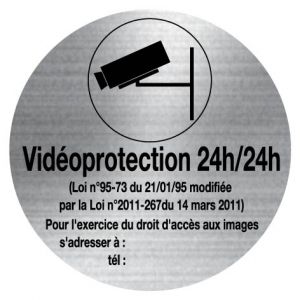 Plaquette surveillance vidéo - Aluminium brosse Ø75mm - Novap