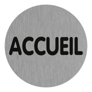 Plaquette de porte accueil - Aluminium brosse Ø75mm - 4383316