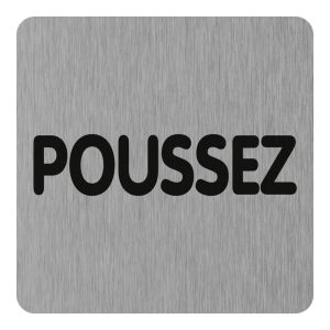 Plaque de porte Poussez - Aluminium brosse 100x100mm - 4384191