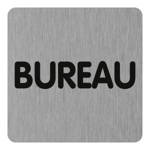 Plaque de porte Bureau (texte) - Aluminium brosse 100x100mm - 4384238