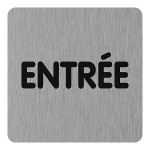 Plaque de porte Entrée (texte) - Aluminium brosse 100x100mm - 4384245