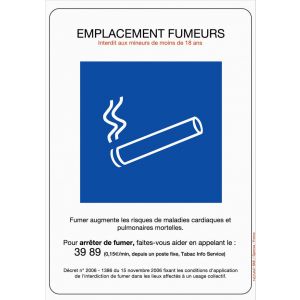 Panneau Emplacement fumeurs - Rigide 148x210mm - 4600017