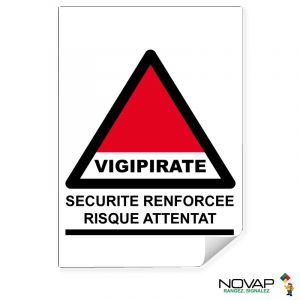Adhésifs Vigipirate - Sécurité Renforcée Risque Attentat - A5 et A4 - Novap