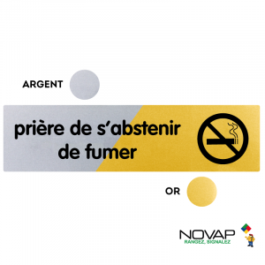 Plaquette Prière de s'abstenir de fumer 170x45 - Argent & Or - NOVAP