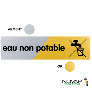 Plaquette Eau non potable 170x45 - Argent & Or - NOVAP