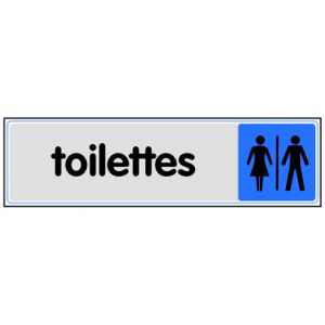 Plaquette de porte Toilettes H/F - couleur 170x45mm - 4033686