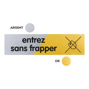 Plaquette Entrez sans frapper 170x45 - Argent & Or - NOVAP