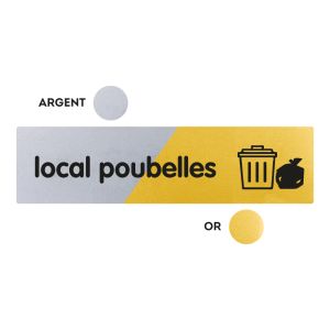 Plaquette Local poubelles 170x45 - Argent & Or - NOVAP