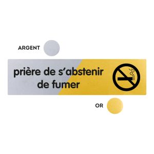 Plaquette Prière de s'abstenir de fumer 170x45 - Argent & Or - NOVAP