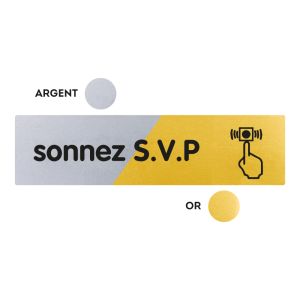 Plaquette Sonnez SVP 170x45 - Argent & Or - NOVAP