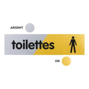 Plaquette Toilettes hommes 170x45 - Argent & Or - NOVAP