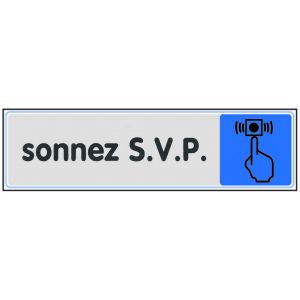 Plaquette de porte Sonnez SVP - couleur 170x45mm - 4033570
