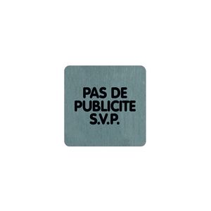 Plaque de porte Pas de publicité SVP (texte) - Aluminium brosse 100x100mm - 4384283