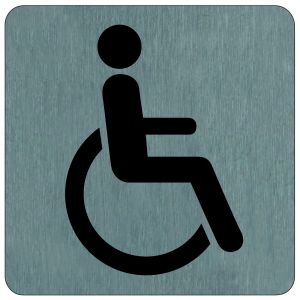 Plaque de porte Toilettes Handicapés - Aluminium brosse 100x100mm - 4384047