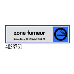 Plaquette de porte Zone fumeur - couleur 170x45mm - 4033761