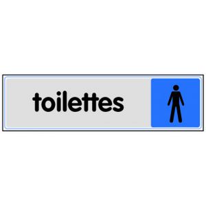 Plaquette de porte Toilettes avec figurine homme - couleur 170x45mm - 4036489