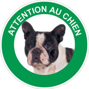 Panneau Attention au chien Bouledogue français - Rigide Ø180mm - 4040462