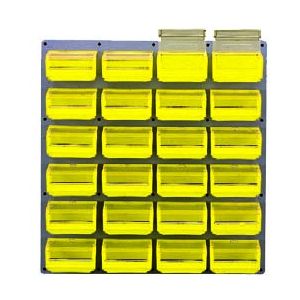 Panneau mural équipé de 24 bacs 0,3L jaunes avec couvercles pivotants - 5054031
