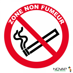 Panneau Interdiction de fumer - Zone non fumer - Novap