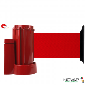 Dérouleur mural magnétique Rouge avec sangle Rouge 3m x 100mm - 2053716
