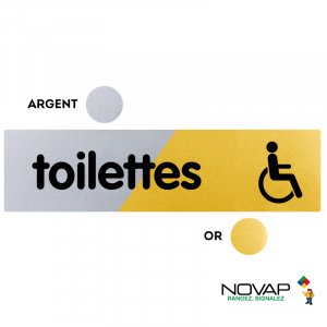 Plaquette Toilettes Handicapés 170x45 - Argent & Or - NOVAP