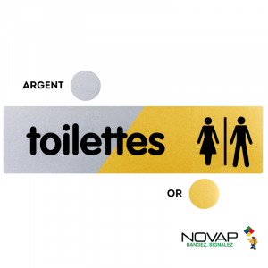 Plaquette Toilettes Hommes-Femmes 170x45 - Argent & Or - NOVAP