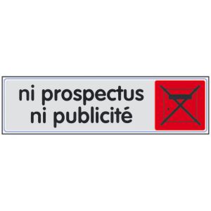 Plaquette de porte Ni prospectus ni publicité - couleur 170x45mm - 4036472