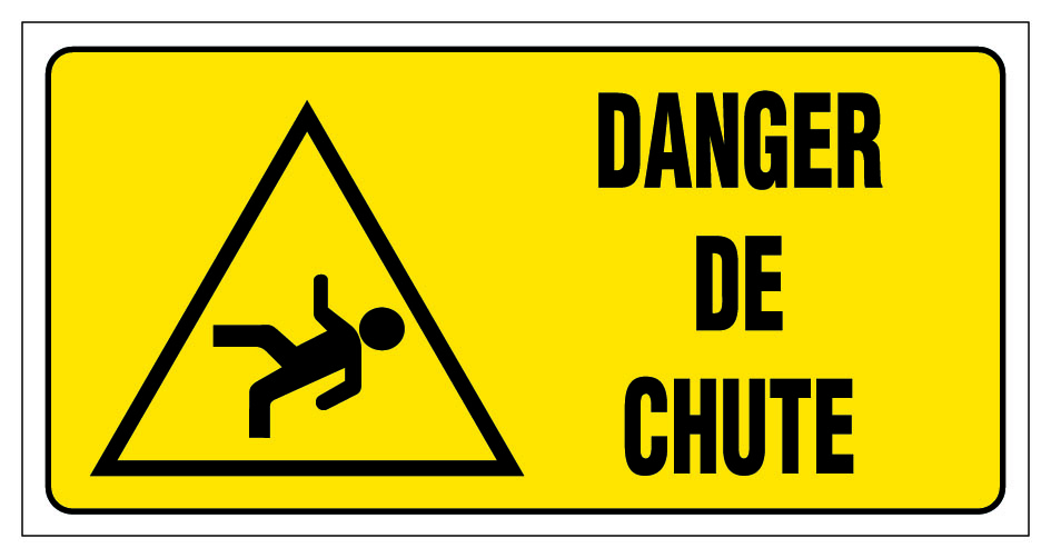 Panneau Danger de chute - Rigide 960x480mm - 4000480